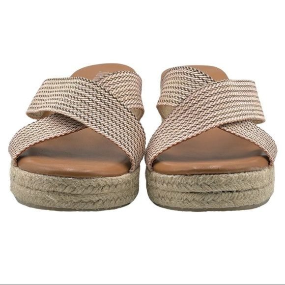 NorthStyle Espadrille Sandals Slip-on Block Heel Criss-Cross Pink Gold Size 37 - Picture 3 of 12